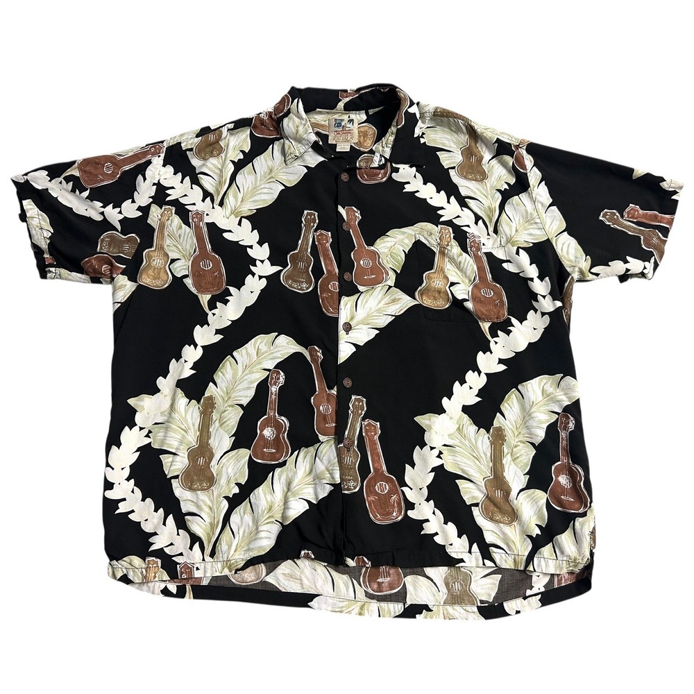 Kahala John Severson Mens Hawaiian Button Up Shirt Ukulele Guitars‎ Size XXL